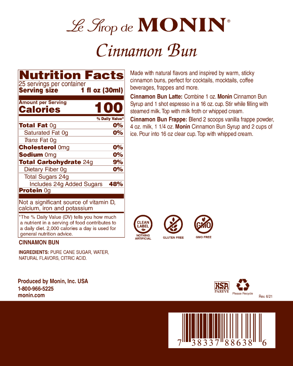 Cinnamon Bun Syrup - 750ML