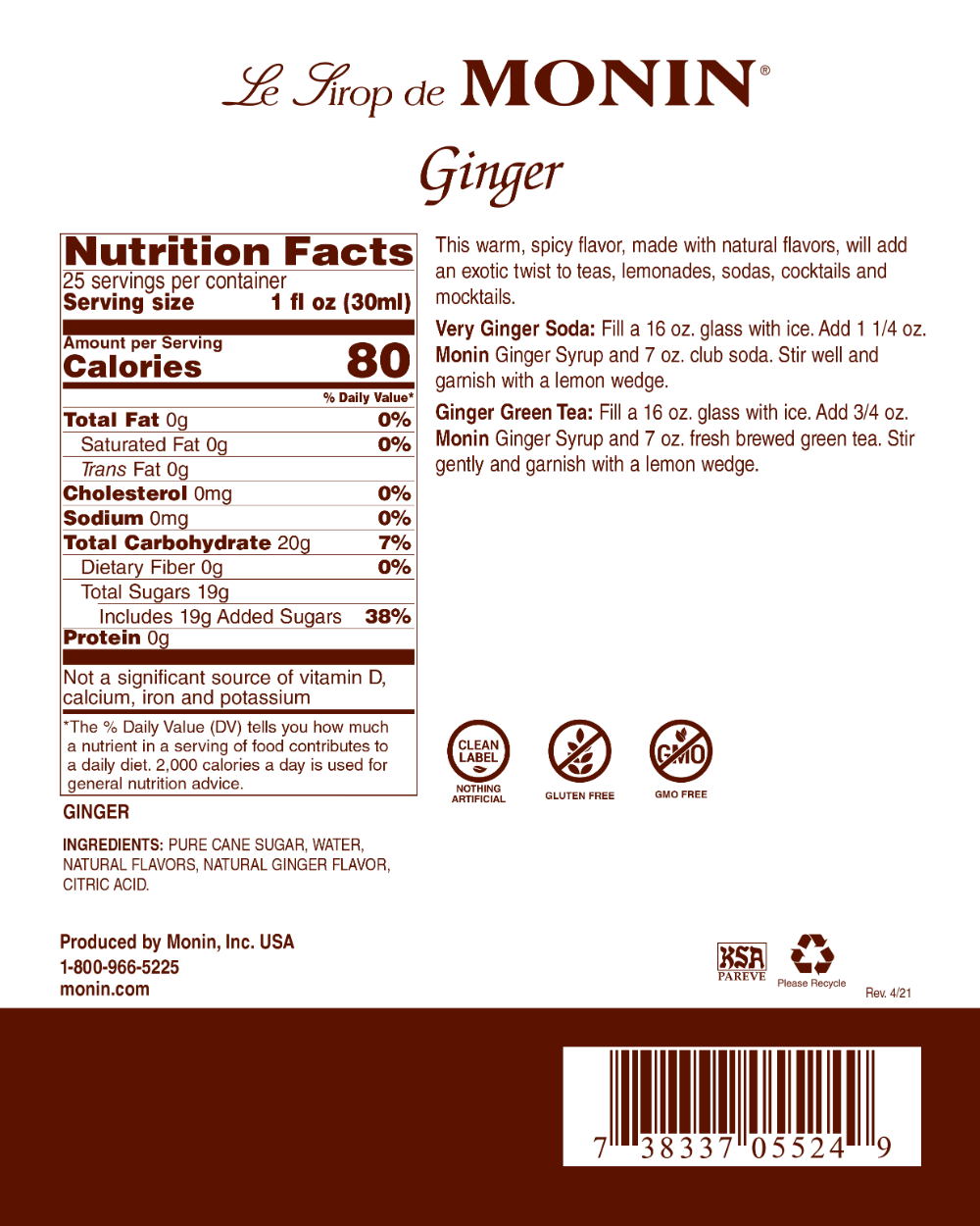 Ginger Syrup - 750ML