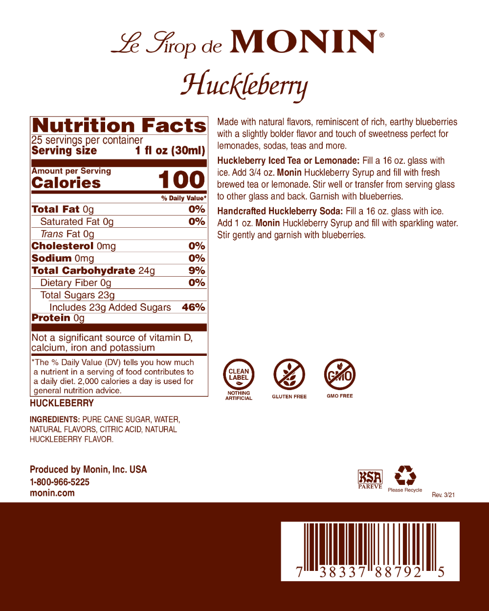 Huckleberry Syrup - 750ML