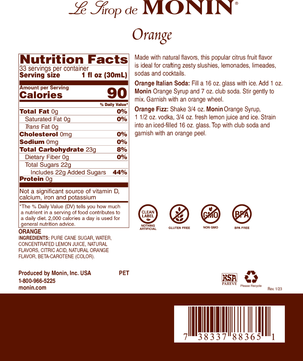 Orange Syrup - 1L